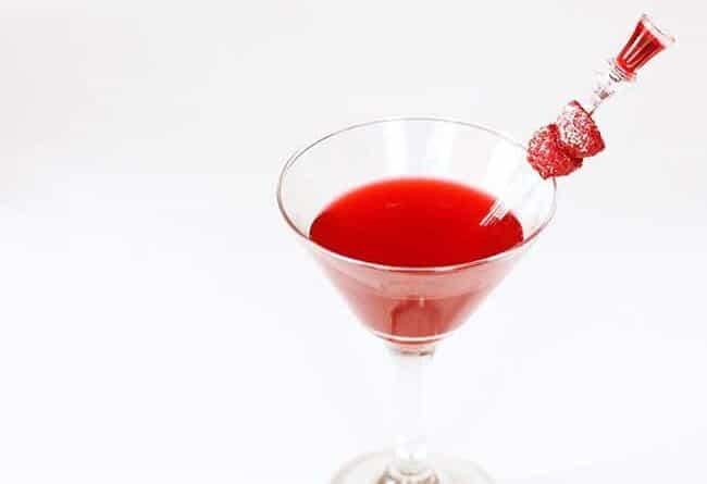 close up of old fashioned raspberry cordial vodka martini