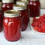 Sealed Jars of Homemade Raspberry Jam