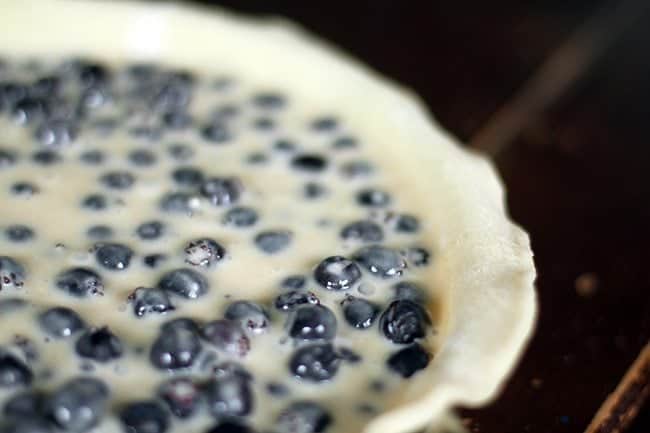 saskatoon berries in pie crust with creamy spiced mixture