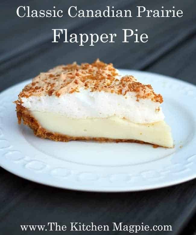 A slice of Flapper Pie in a White Plate with cinnamon laced graham crumbs on top