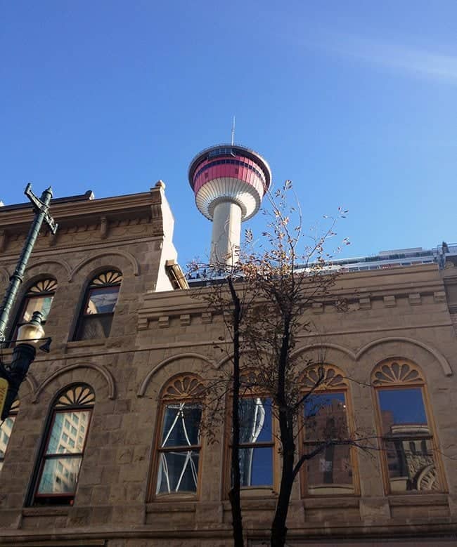 view of Calgary Tower from looking up