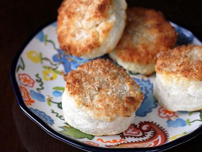 Honey & Coconut Biscuits in a colorful small plate