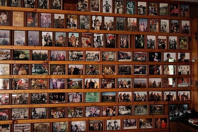 photos lining the walls at Jimmy Robinson's Duck Lodge