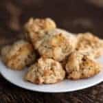 Close up of Honey Bunches of Oats Cookies in a White Plate
