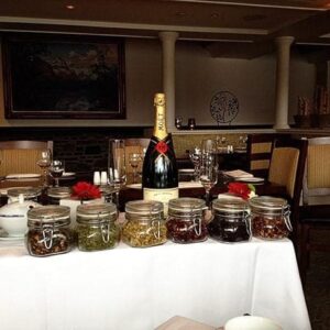 The tea cart at Fairmont Jasper Park Lodge prepped and ready to go