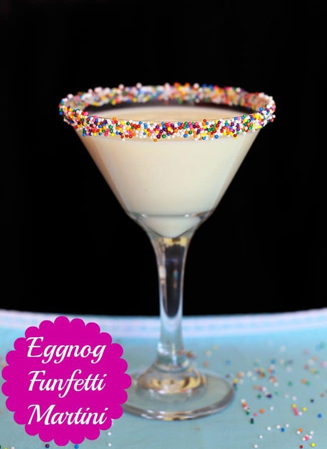 Delicious Funfetti Eggnog Martini recipe, perfect for the holiday season! #eggnog #martini #vodka