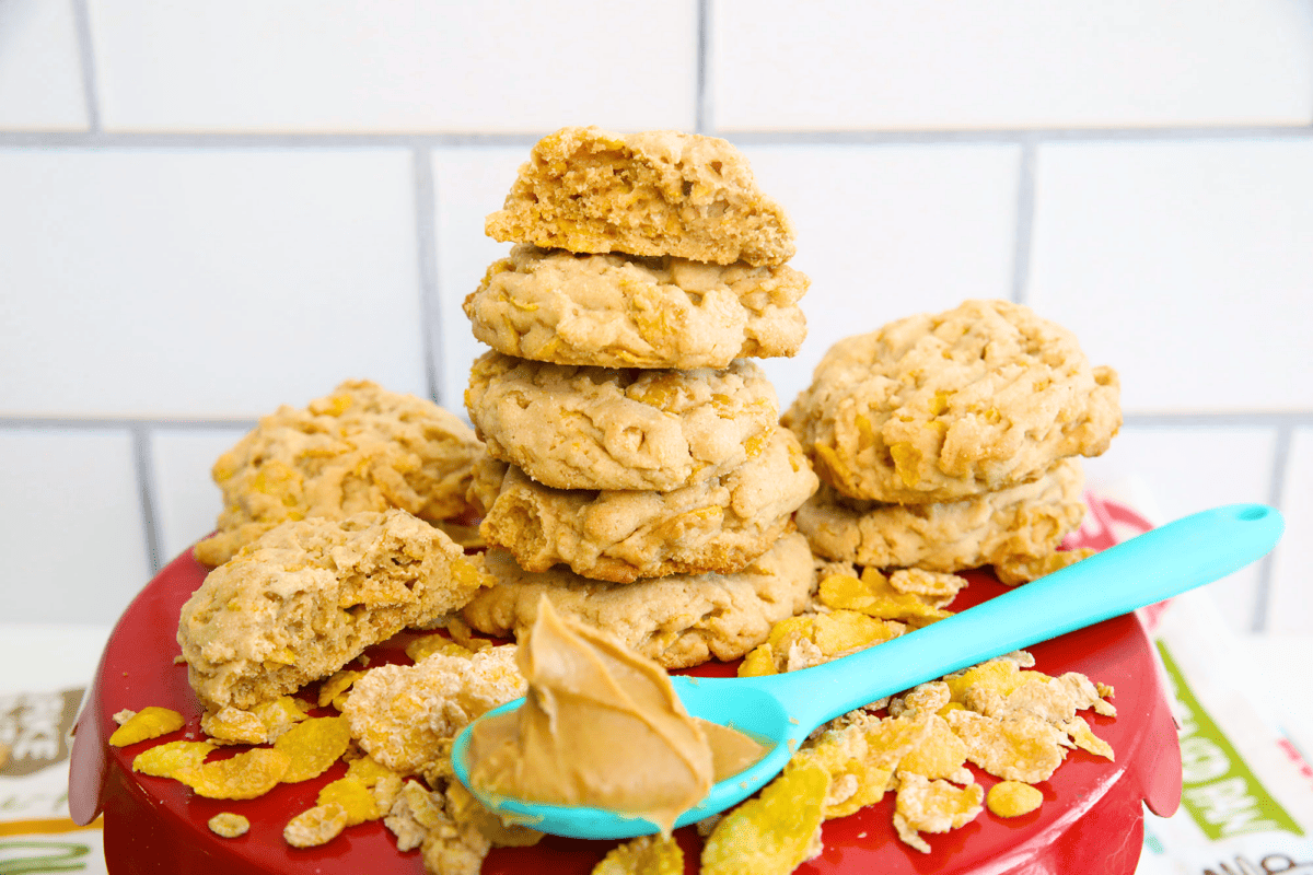 honey bunches of oats cookies on a red plate