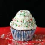 Peppermint Buttercream Icing on top of Chocolate Cupcake