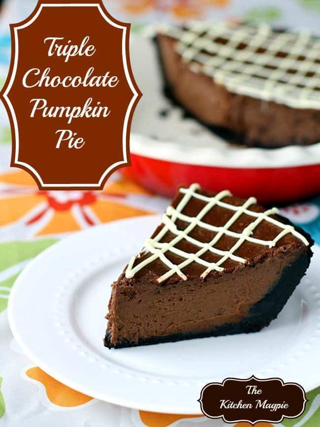 slices of triple chocolate pumpkin pie