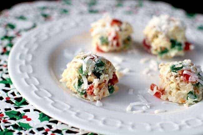 Close up Pieces of Christmas Haystacks in a white plate