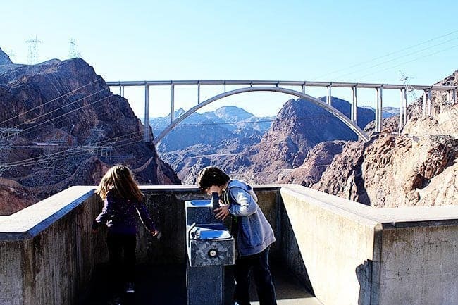 kids on the drinking fountain in the The Hoover Dam