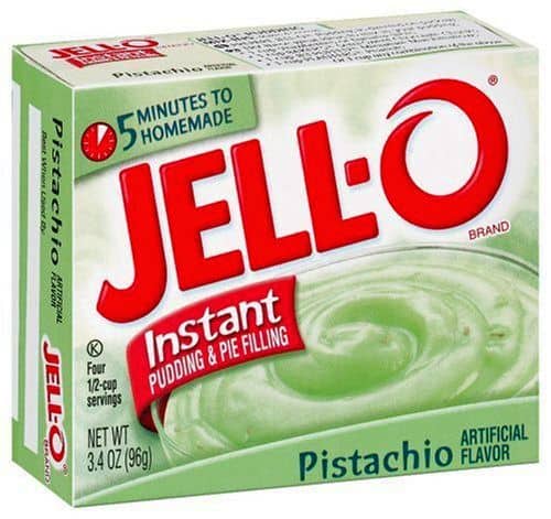 a box of Jell-o brand instant pistachio pudding and pie filling