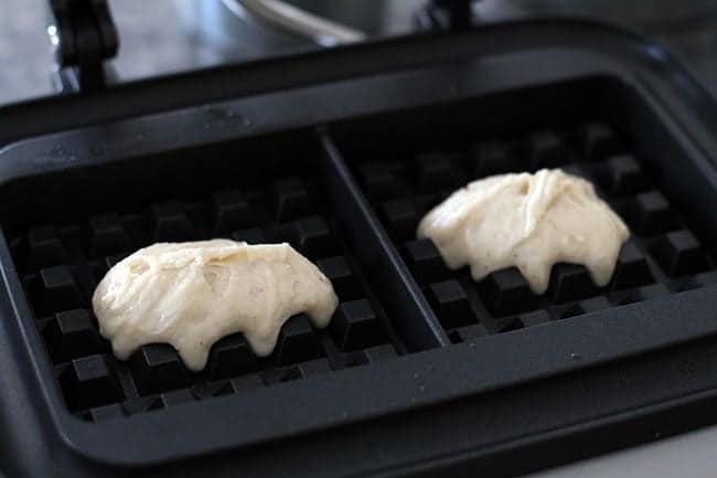 doughs of Mini Waffle Donuts in Breville waffle maker