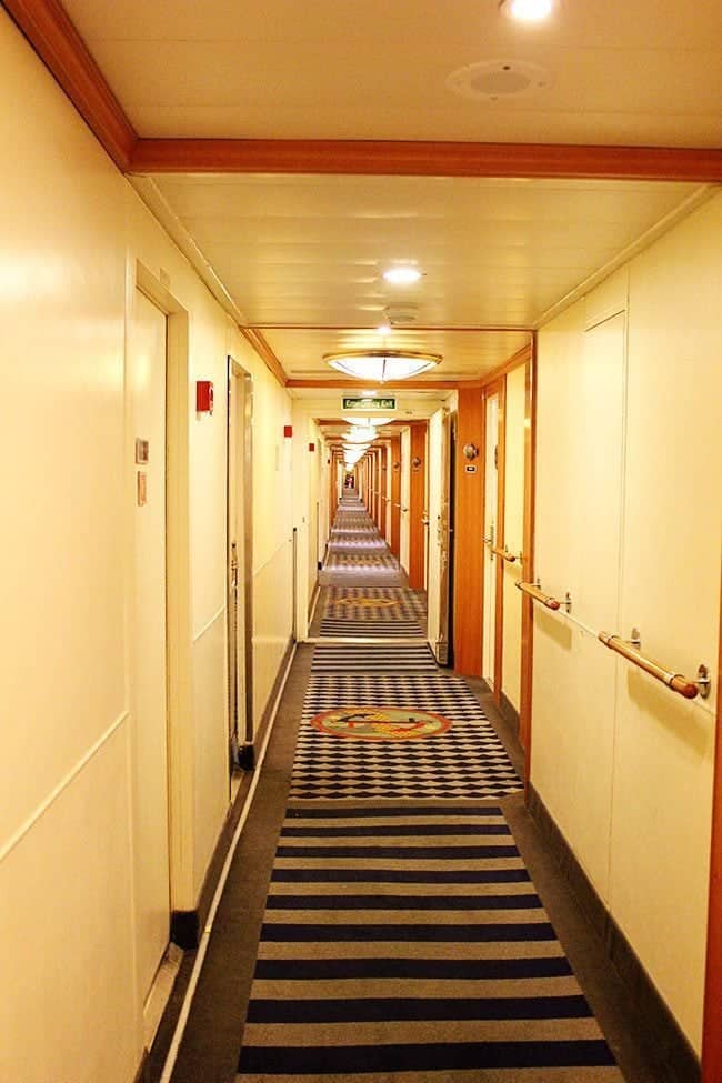 view of the hallways that looked like like the stateroom decks of the ship