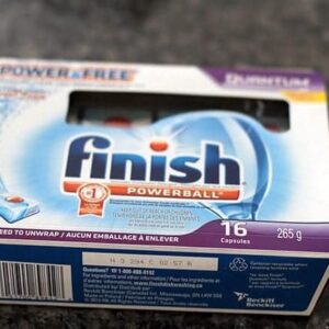 a box of Finish Powerball Dishwashing Tablets