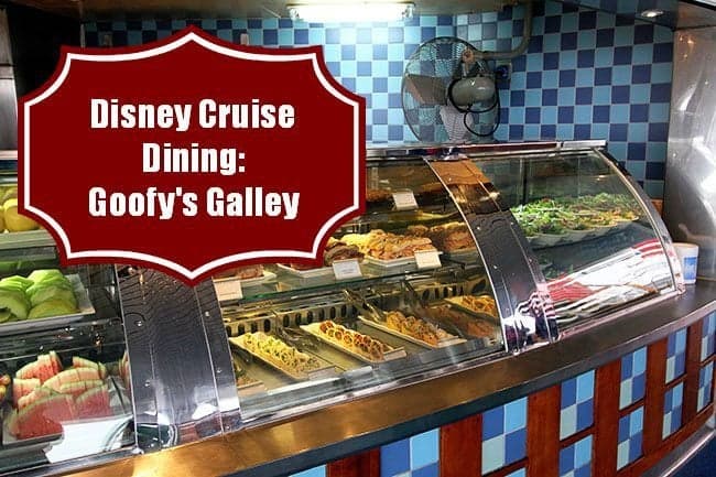 Goofy's Galley with variety of fresh fruit, salads, sandwiches, panini, wraps, cookies and beverages