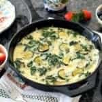 Kale & Zucchini Frittata in large black pan,