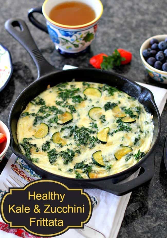 This Kale & Zucchini Frittata is chock full of protein, vegetables, is low carb and is super easy to make! #kale #zucchini #eggs #lowcarb #keto