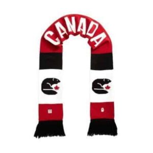 Red, black and white colored Team Canada Olympic Scarf
