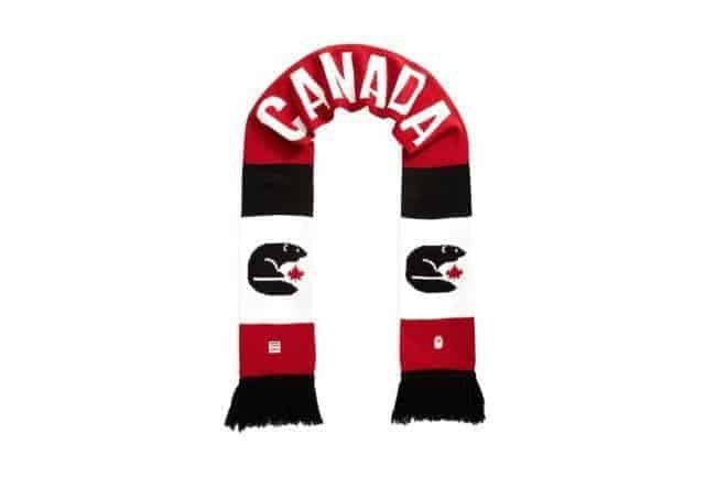 Red, black and white colored Team Canada Olympic Scarf 