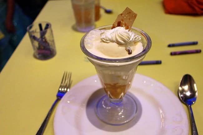 A serving of Ice cream sundae