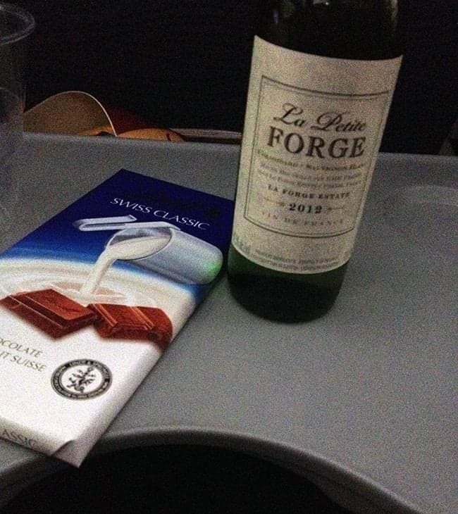 Swiss Classic Chocolate Bar and a bottle of La Petite Forge