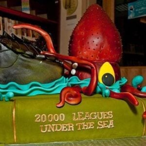 20000 leagues under the sea cake topped with red giant octopus like figure