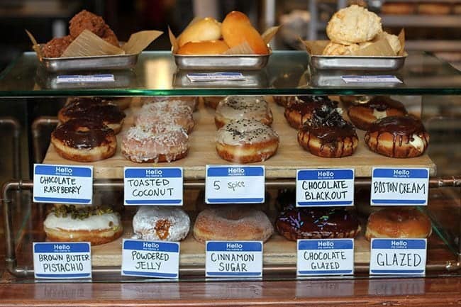 donuts display with different flavor