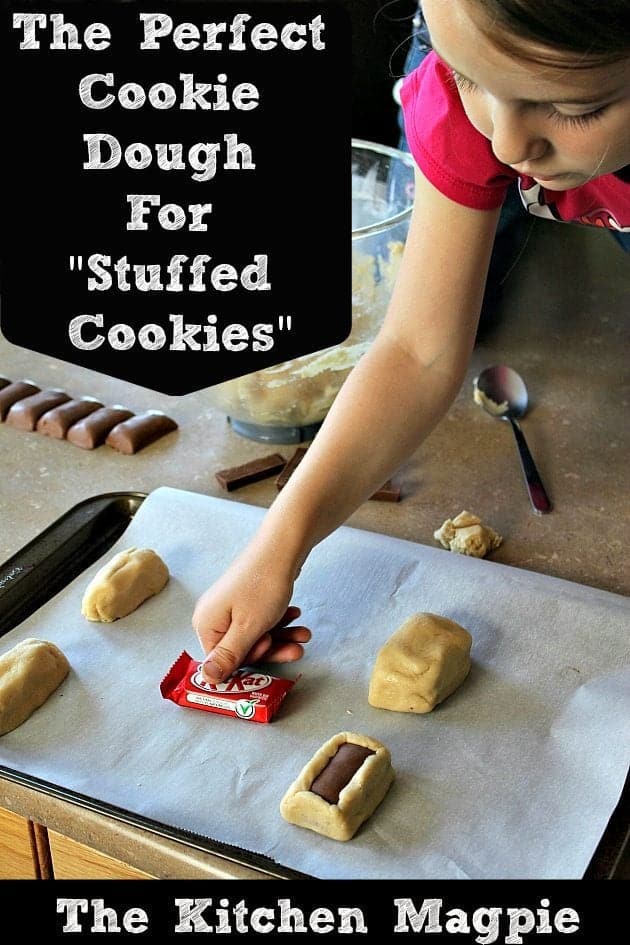 This is also a beautiful dough to use when you are baking with your kids. It’s easy to make, it’s not too sticky and they will have so much fun making stuffed cookies with you!