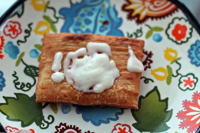 Toaster Strudels with white cream topping