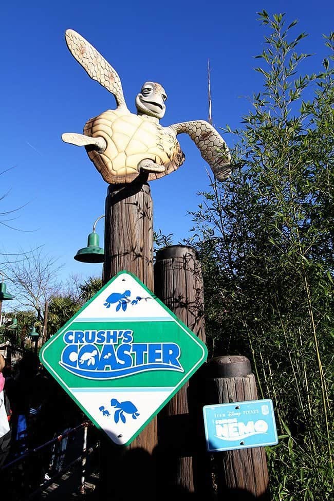 Crush's Coaster ride at Walt Disney Studios with the Turtle Figure 