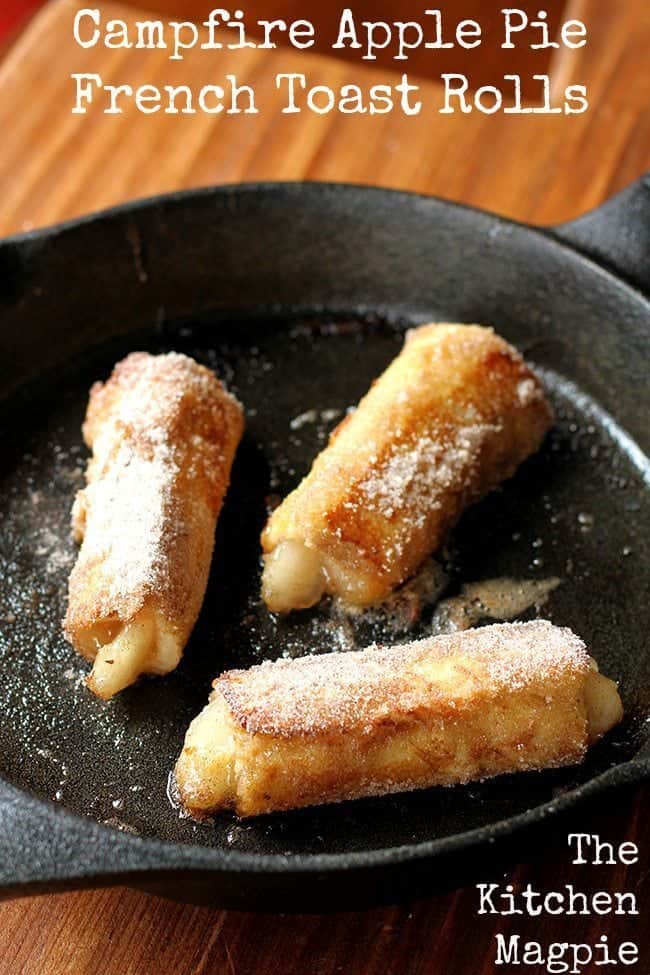 3 Pieces Apple Pie French Toast Rolls in Skillet