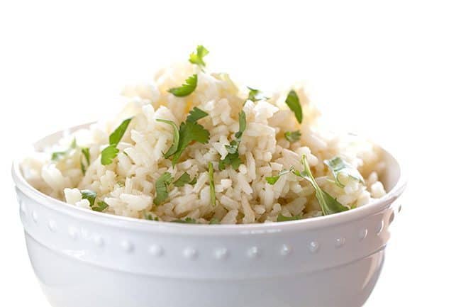 Cilantro Lime Rice in a White Bowl