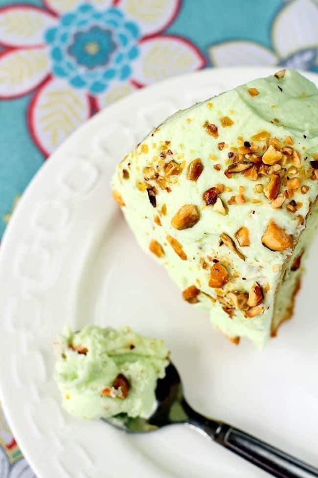 Close up of Pistachio Pudding Buttercream Frosting 
