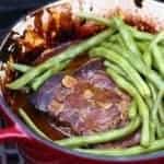 Camping Wasabi Plum Roast Beef & Green Beans in a red Pot