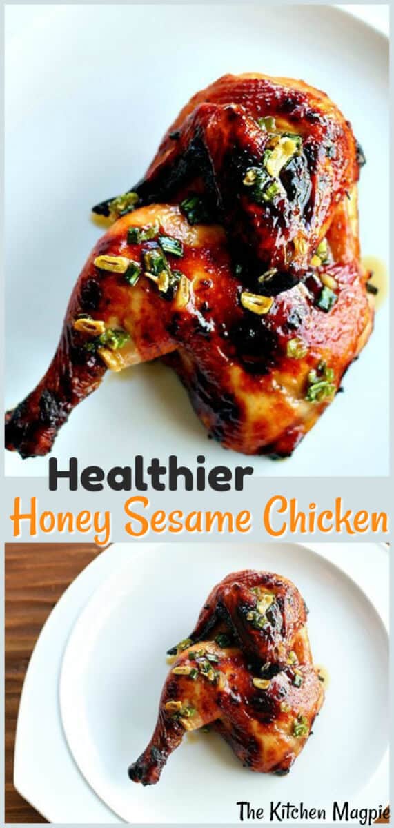 Love honey sesame chicken but not the calories? Learn how to make healthier honey sesame chicken on the BBQ at home. This recipe is so much better than the takeout sesame chicken! #chicken #healthy #recipe #sesame #honey 