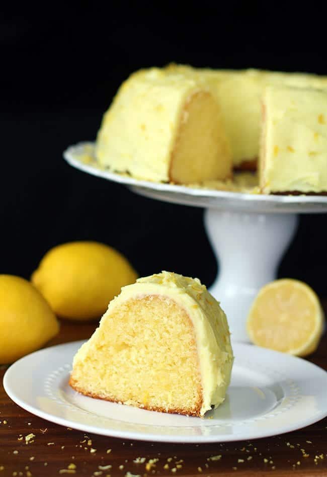 Homemade Lemon Pudding Cake with fresh lemons on background