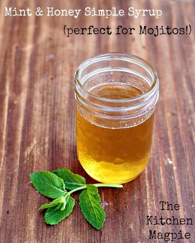 Delicious Mint Honey Simple Syrup, a much tastier alternative to a white sugar simple syrup! Ahem. It's also perfect in mojitos!!! #cocktails #honey #mint
