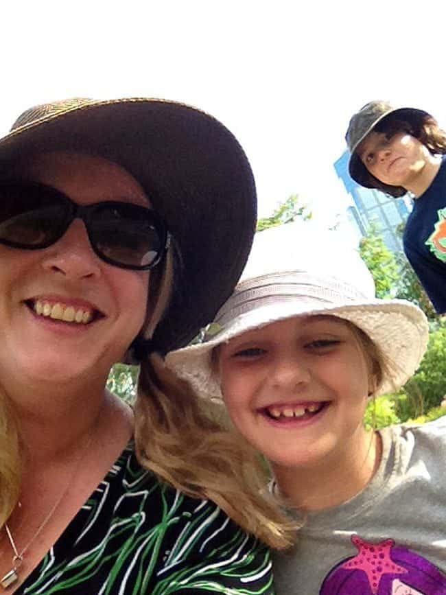 selfie photo of  mom and daughter took down at Prince's Island Park where son photo bombed them