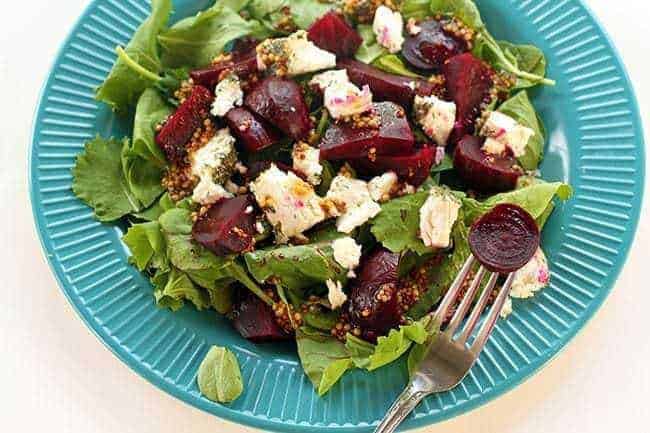 A Plate of Roasted Beet & Goat Cheese Salad