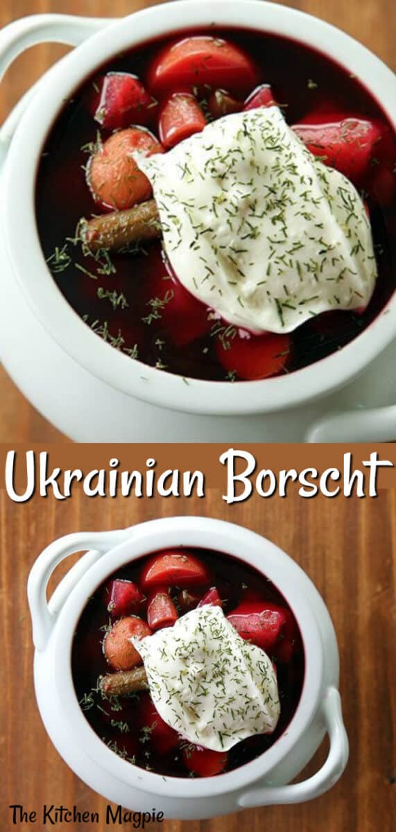 How To Make Ukrainian Borscht, the delicious classic Ukrainian beet soup recipe. #beets #soup #healthy