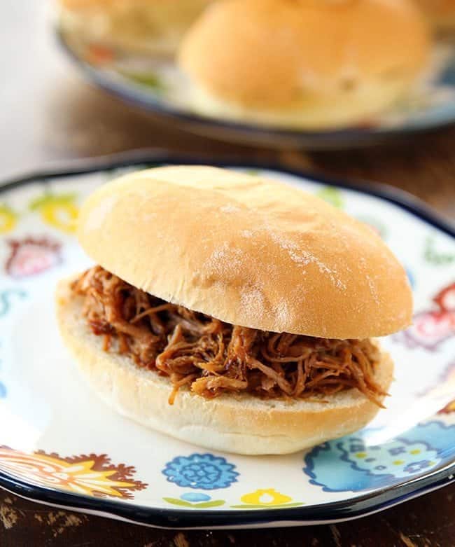 close up Pulled Pork Sandwich in a small plate