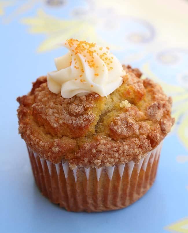 Halloween Pumpkin Spice Muffin with cream cheese frosting