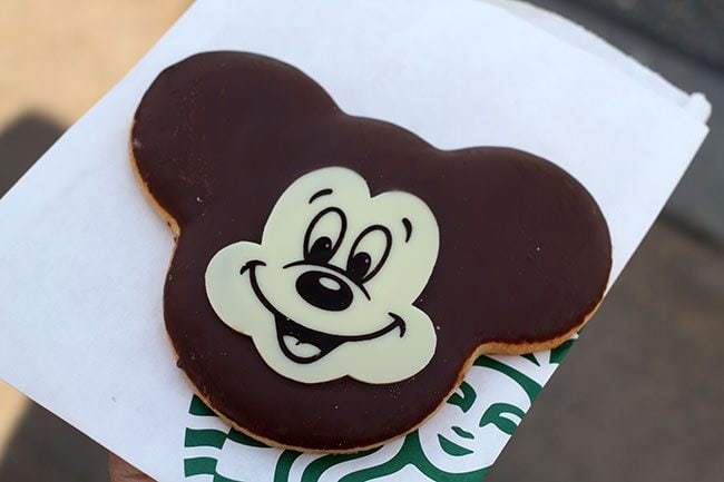 chocolate Mickey shaped cookie at Starbucks Disney
