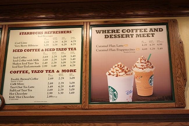 Starbucks Disney Counter Menu