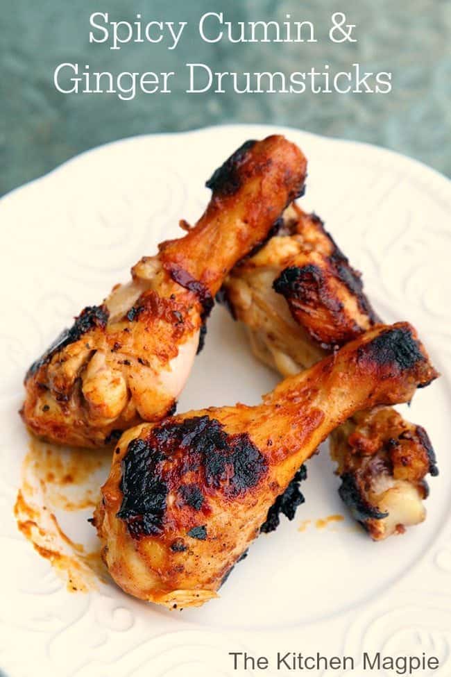 Can chicken drumsticks get more easy and delicious? Nope! These spicy delights are only three ingredients! #chicken #drumsticks #ginger #cumin