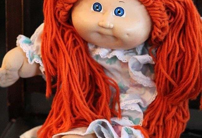 Sitting Cabbage Patch Doll with Orange Hair and Blue eyes