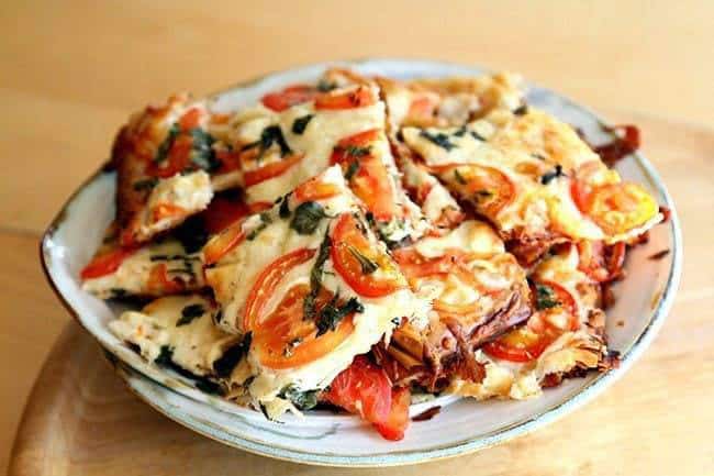 Bridge Stacked Pizza in a white plate