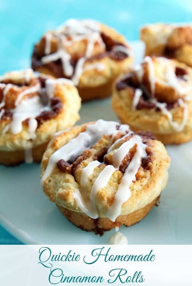 close up piece of Glazed Quickie Homemade Cinnamon Rolls