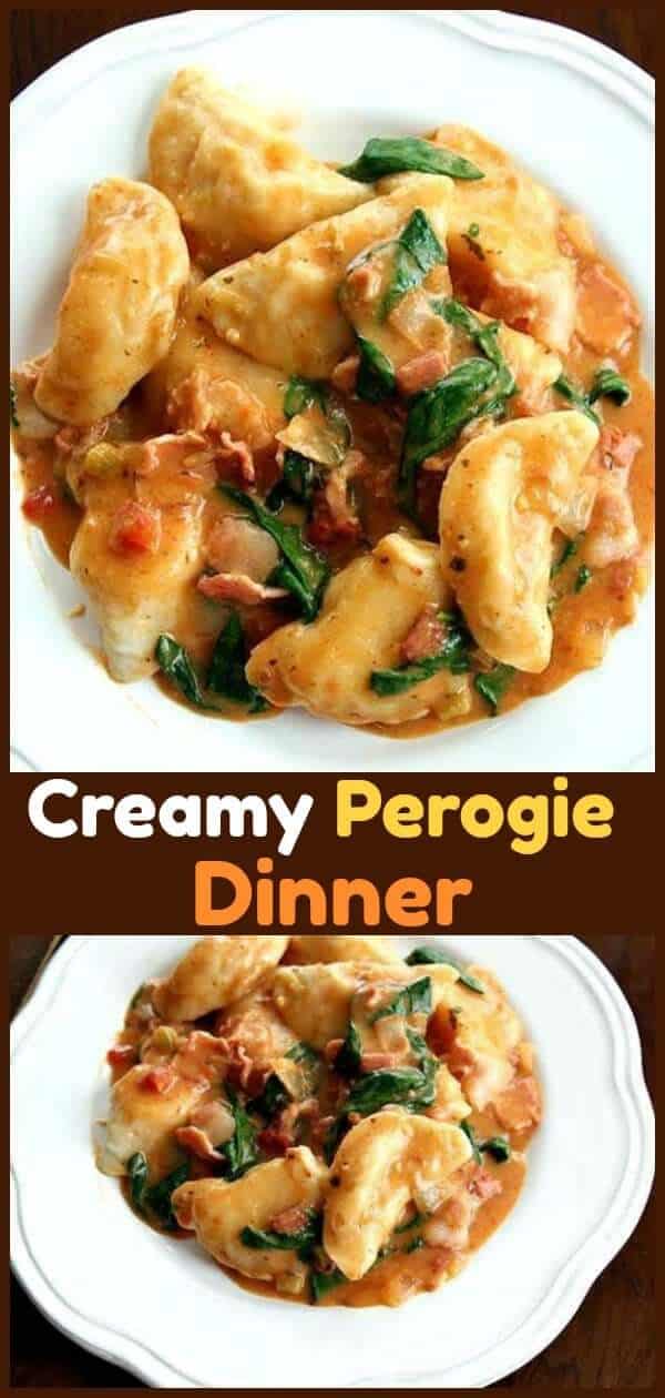 Creamy Perogie Dinner - this one pot dish is a fantastic easy dinner that your family will love! Also included is a homemade perogie recipe! #perogy #perogie #pierogi #pyrohy #recipe #dinner #supper 